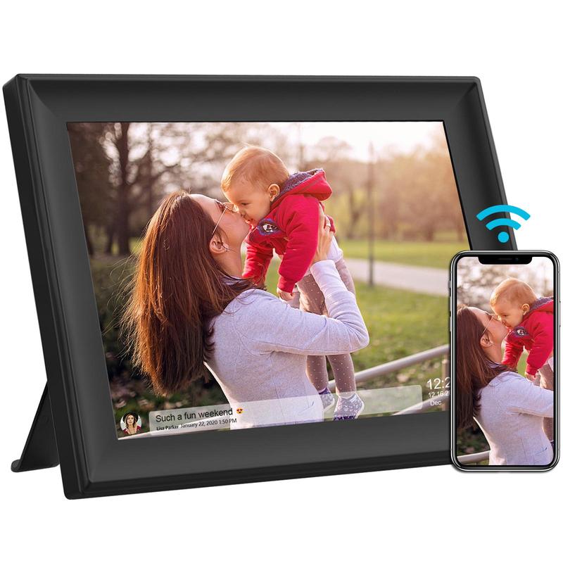 Christmas FRAMEO Digital Photo Frame Decor, 10.1-Inch WiFi Digital Picture Frame with Touch Screen, 32GB Storage, USB SD Card Wall Mountable Auto-Rotate Easy, for 3D Baby Photo, Summer Gift, Boyfriend Gifts