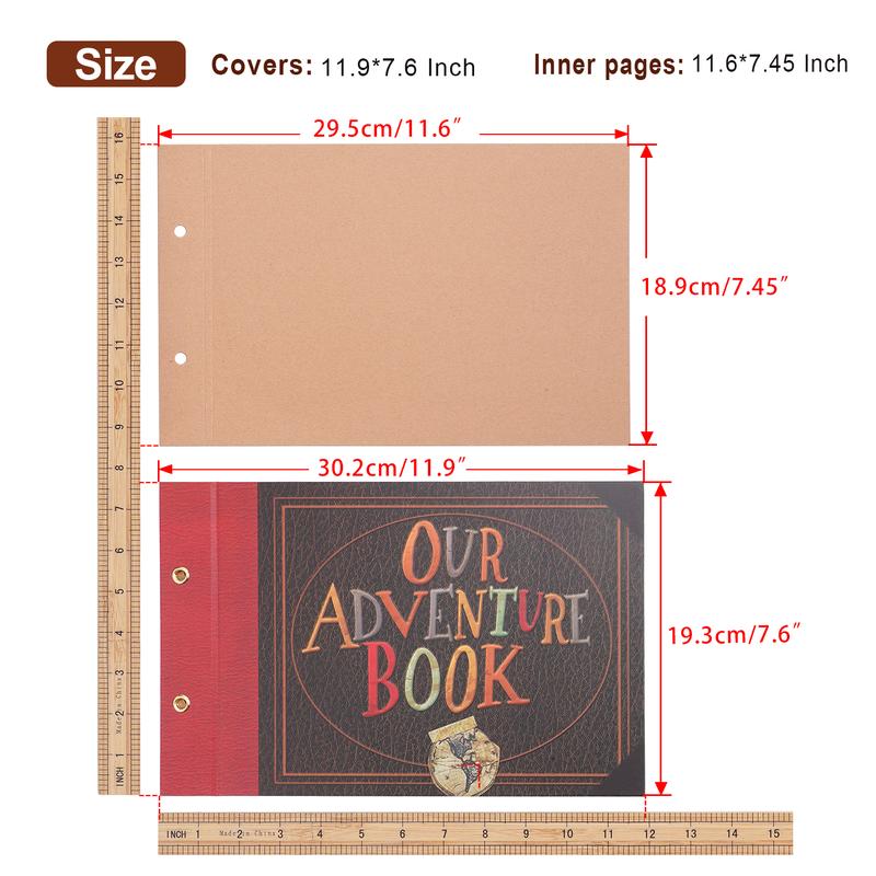 Our Adventure Book Scrapbook Album 11.9 X 7.6 Inch 80pages,3d Retro Embossed Letter Hard Cover Movie Up,Memory Book decor Decor Photo