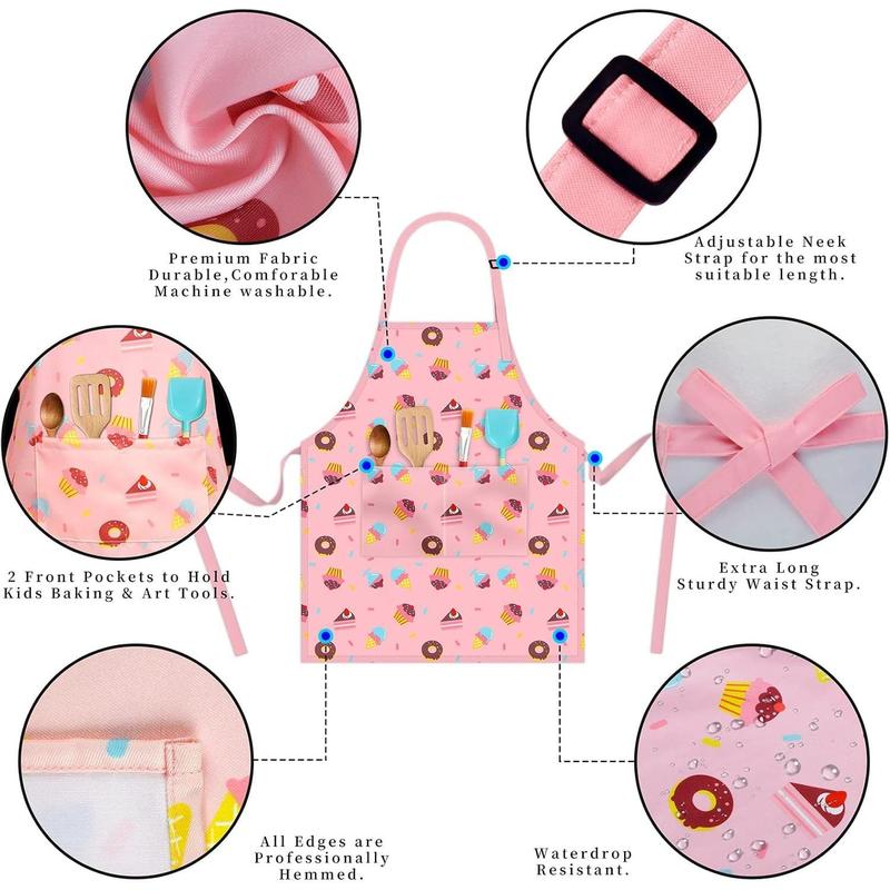 Kids Aprons for Girls Toddler Aprons with Pockets for Kids Cooking Baking Painting Crafting Art Gardening Adjustable