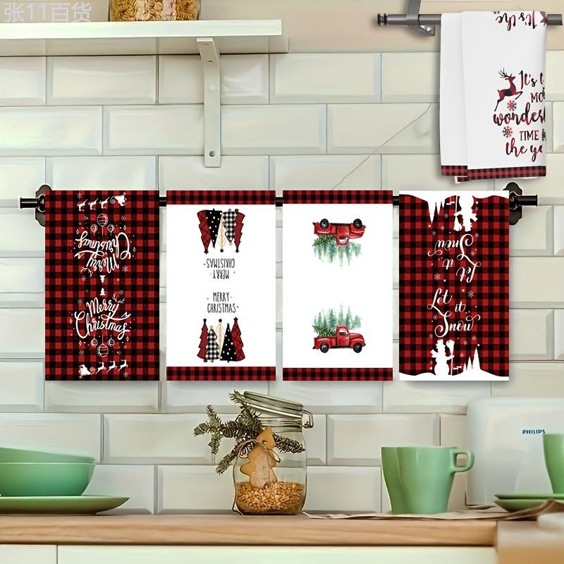 5pcs Soft & Absorbent Christmas Towels - Festive Cartoon Designs with Snowflakes, Trees & More - Perfect for Holiday Decor & Bathroom Essentials, Christmas Decor, Christmas Decorations