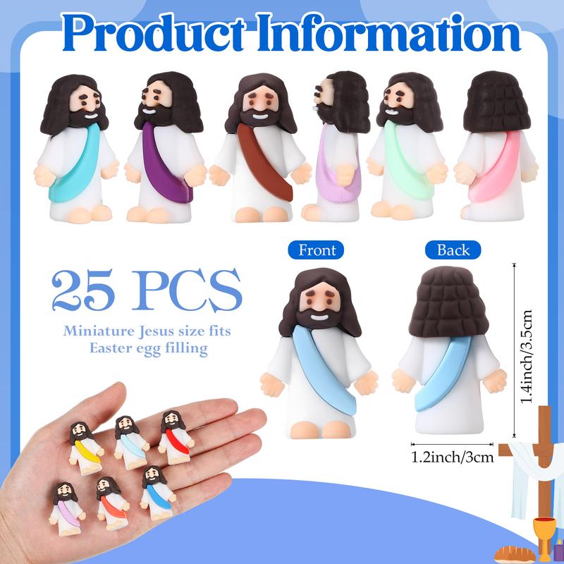 Mini Jesus Figures 25 Pcs Little Jesus Statue Cute Jesus ornament Creative Religious Party Gift for Family Friend  Religious Christmas Christian Baptism Gifts