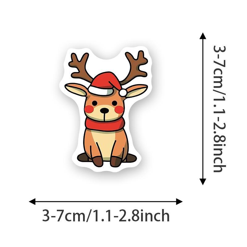 Cute Cartoon Animal Pattern Sticker, 50pcs set Creative Christmas Themed Sticker, DIY Decorative Sticker for Stationery & Computer & Water Bottle