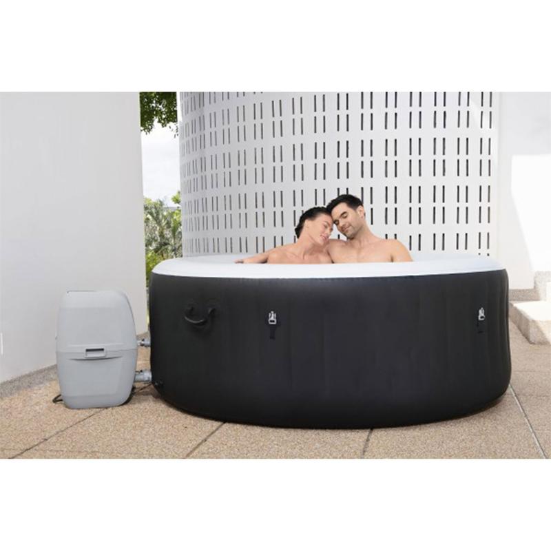 2 to 4 Person Round Inflatable Hot Tub Portable Outdoor Spa with 60 Soothing AirJets and Insulated Cover, Black