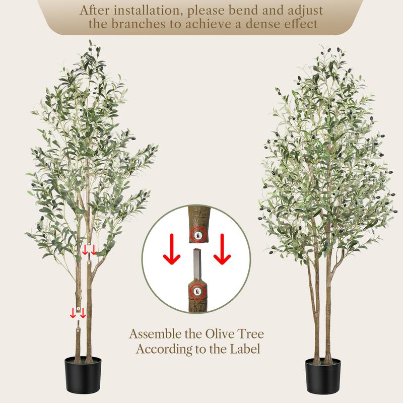 Alupssuc Artificial Olive Tree Silk Plant - Indoor Faux Olive Tree with Natural Wood Trunk & Lifelike Fruits, Perfect for Modern Home, Office, and Living Room Floor Decor - Available in 4ft, 5ft, 6ft, 7ft Heights