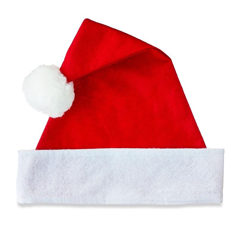 Red & White Felt Santa Hat for Adults, Medium Size