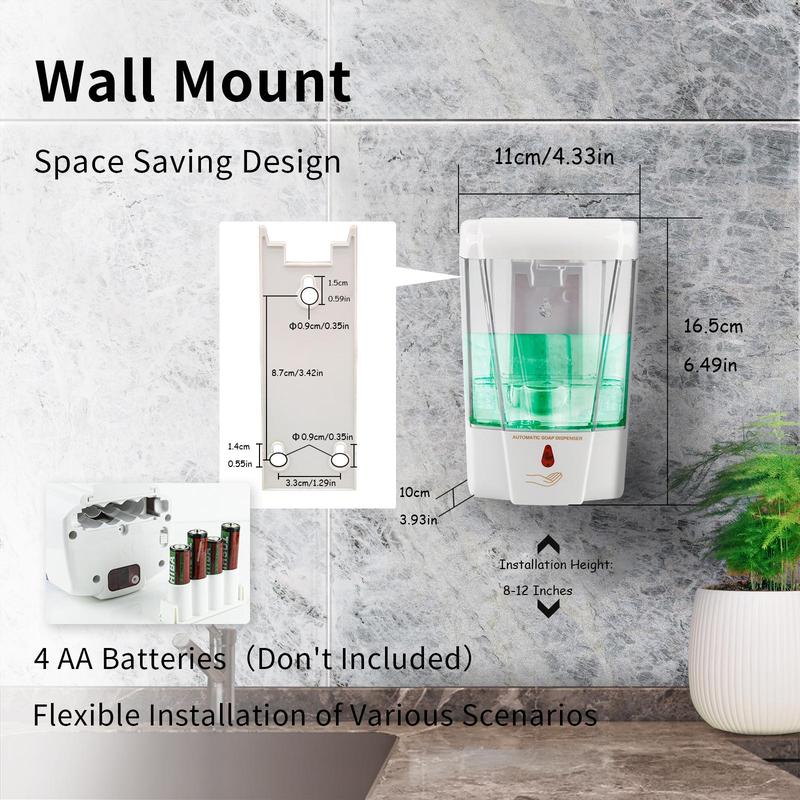 Touchless Sensor Soap Dispenser, Automatic Wall Mounted Hand Sanitizer Dispenser, 700ml Soap Dispenser for Bathroom, Kitchen, Home and Commercial Use