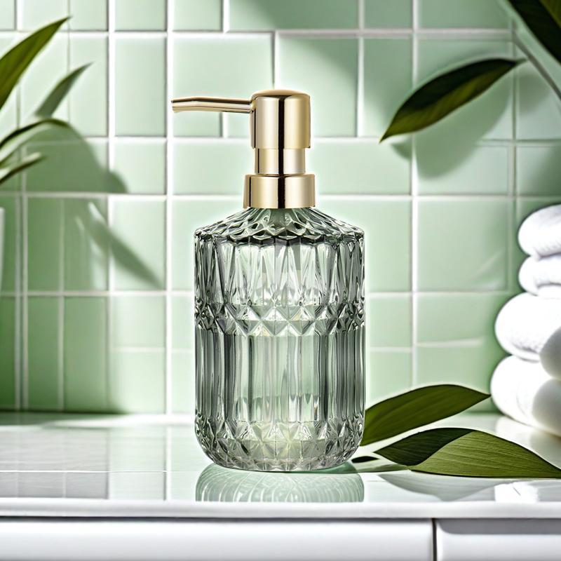 Glass Empty Refillable Bottle, 2pcs Vintage Empty Shower Gel Dispenser Bottle Set for Home Bathroom Decor