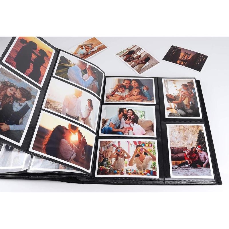 RECUTMS Photo Album 4x6 600 Photos Black Pages Large Capacity Leather Cover Memo Album Wedding Family Photo Albums Holds 600 Horizontal and Vertical Photos (600 pockets-Diamond White) Decor Gift luxury Christmas