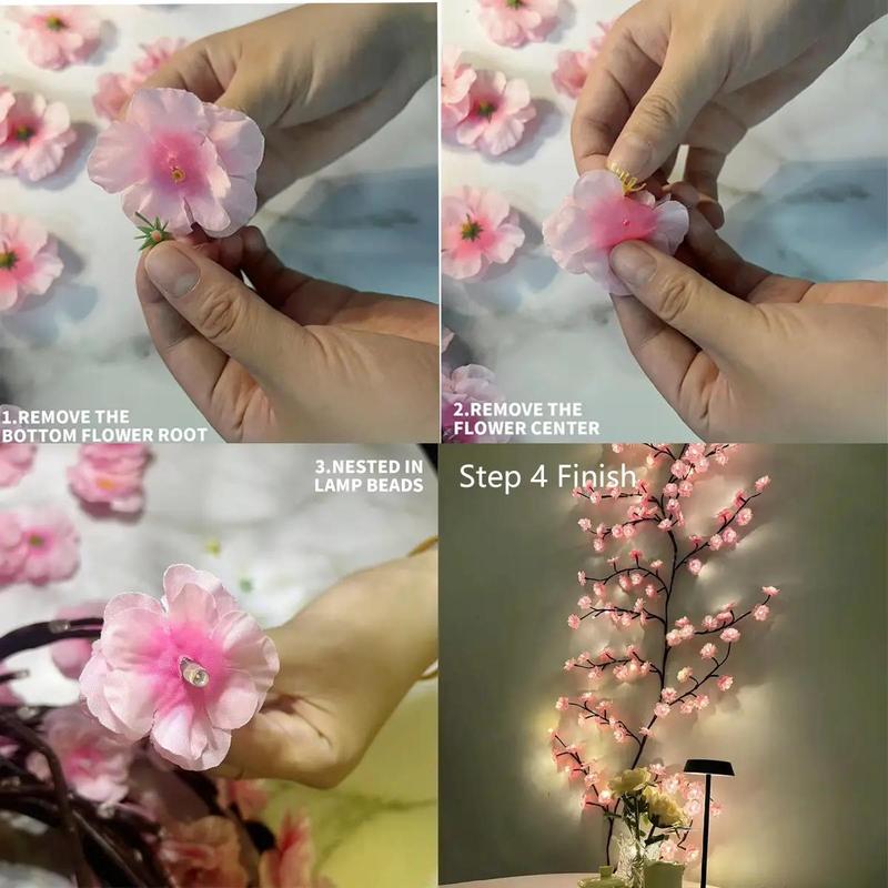 Christmas Season Cherry Blossom Tree Design LED String Light, 1 Count DIY 144 LED 200cm Cherry Blossom Tree Light, The Pink Flower Lamp, USB Powered Decorative Light for Party Wedding, OG LED Lights, Home Decor, Fall Decor