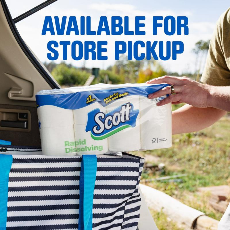 Scott Rapid-Dissolving Toilet Paper for RVs & Boats, 12 Double Rolls