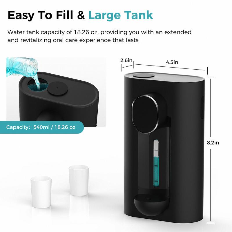 Oylik Automatic Mouthwash Dispenser 18.26 oz Touchless Mouthwash Dispenser for Bathroom 2 Magnetic Cup USB Rechargeable and 3 Dispensing Levels Adjustable Toothbrush Adjustable