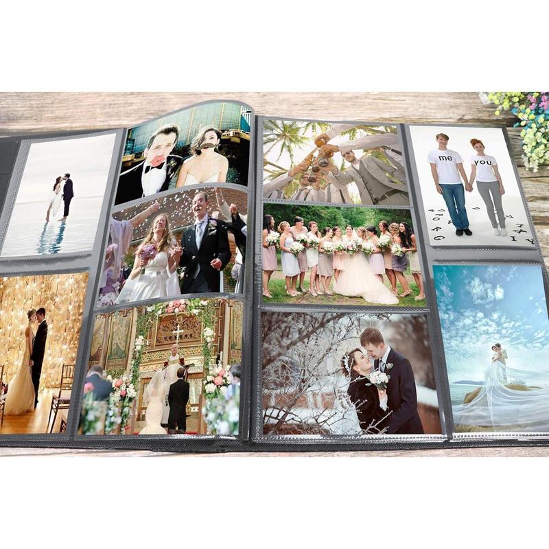 RECUTMS Photo Album 4x6 600 Photos Black Pages Large Capacity Leather Cover Memo Album Wedding Family Photo Albums Holds 600 Horizontal and Vertical Photos (600 pockets-Diamond White) Decor Gift luxury Christmas