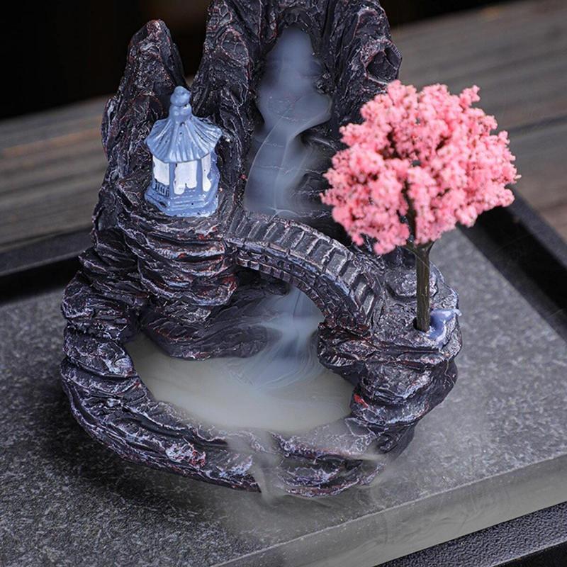 Creative Mountain and Flowing Water Design Incense Burner, 1 Count Waterfall Design Backflow Incense Holder Without Incense, Decorative Incense Burner