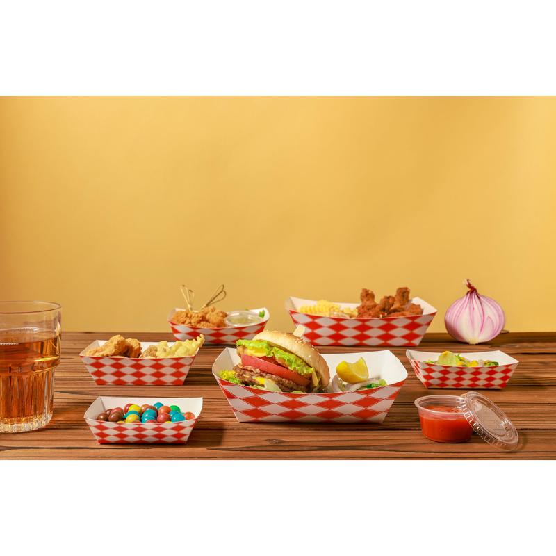 0.25LB Red Check Paper Food Trays