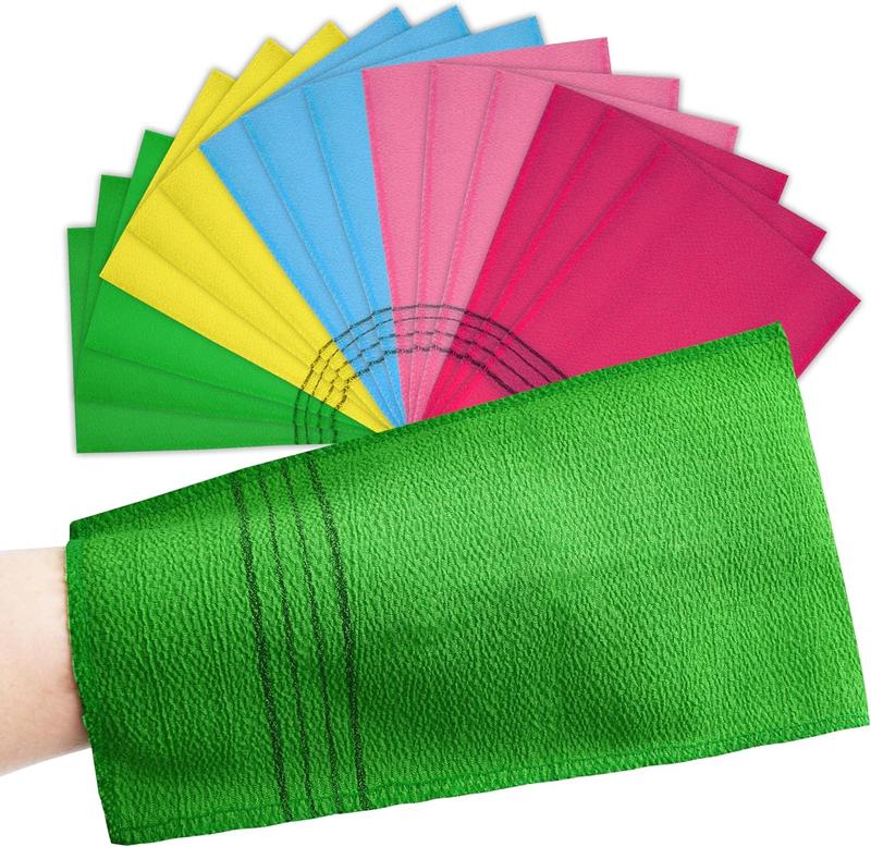 15 count Korean  Mitt, 95.5 in Gentle  Korean Scrub Mitt, Large Korean Washcloth , Colorful Korean  Scrubber for Cleaning , Reducing Dirt and Grease (5 Colors)