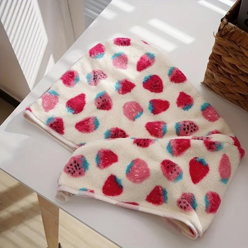 Hair Towel Wrap, Cute Strawberry Pattern Hair Drying Towel, Summer Water Absorbent Hair Towel for Women & Girls, Bathroom Gadgets 2024