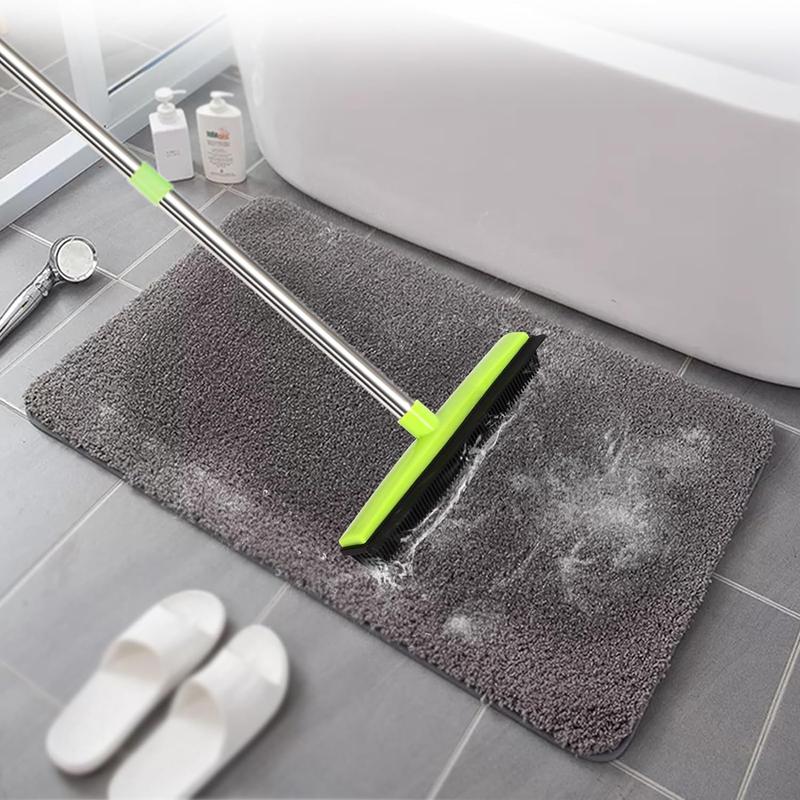 Hair Removal Broom with Scraper, 1 Count Long Handle Soft Brush, Rubber Broom for Removing Fur From Carpets & Linoleum, Suitable for Cleaning Hardwood Floor