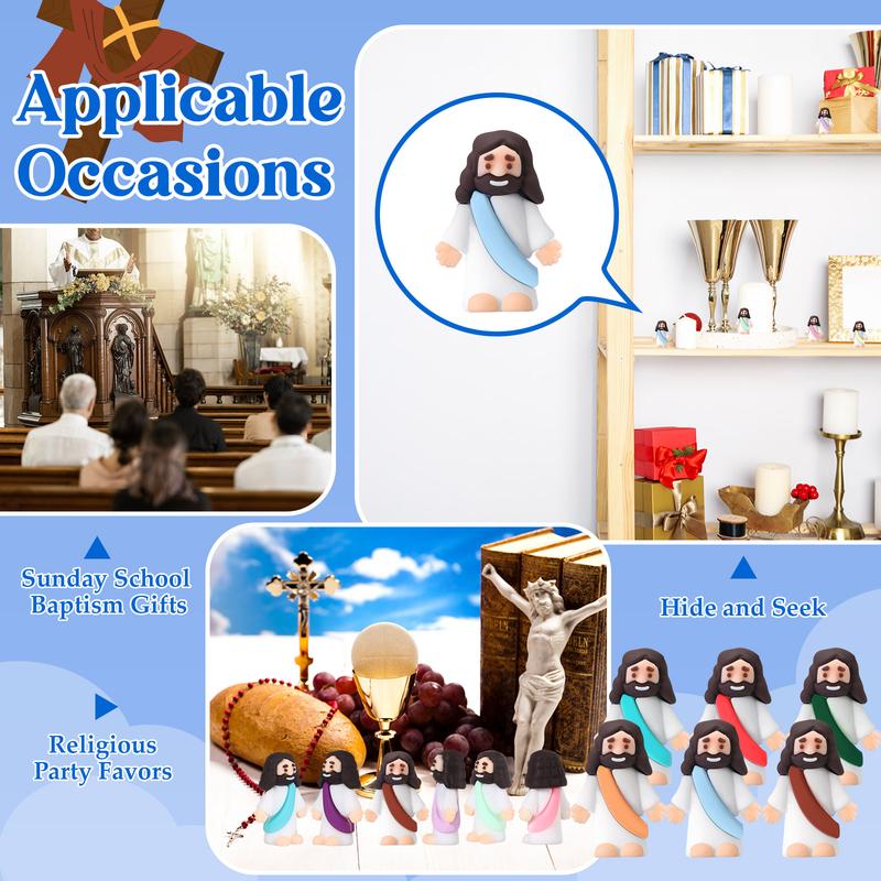 Mini Jesus Figures 25 Pcs Little Jesus Statue Cute Jesus ornament Creative Religious Party Gift for Family Friend  Religious Christmas Christian Baptism Gifts