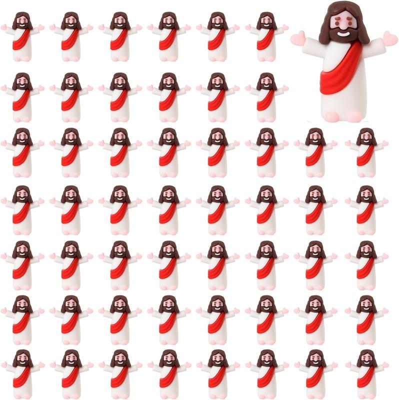 100 count Little Jesus Figurine Miniature Jesus Doll Tiny Jesus Figurine to Hide and Seek Classic Religious Gifts Christ Savior Jesus for Sunday Easter Eggs Stuffers Baptism Gift (100, Red)