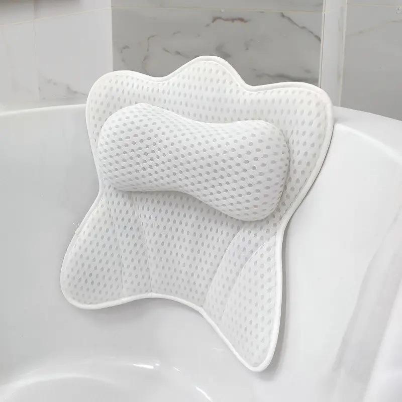 Bath Tub Pillow  for Neck & Back Support, 1 Count  Mesh Quick Drying Bath Pillow with 6 Suction Cups, Bathing Accessories for Home Bathroom