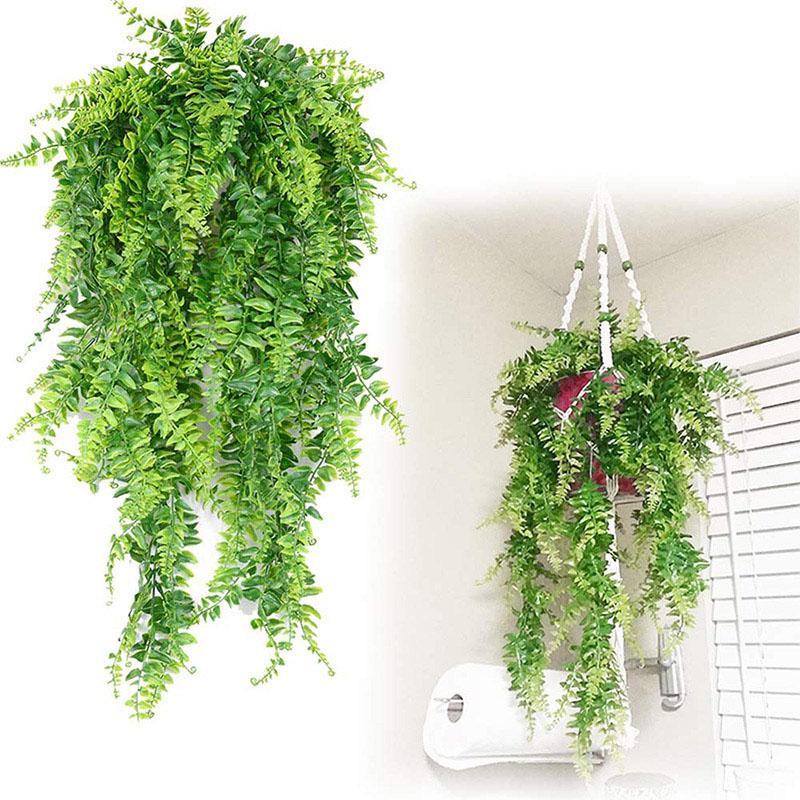 80cm Artificial Persian Fern Plant Vine, 2 Counts Fake Plant Garland Rattan, Fake Plant for Wall Garden Home Wedding Party Decoration