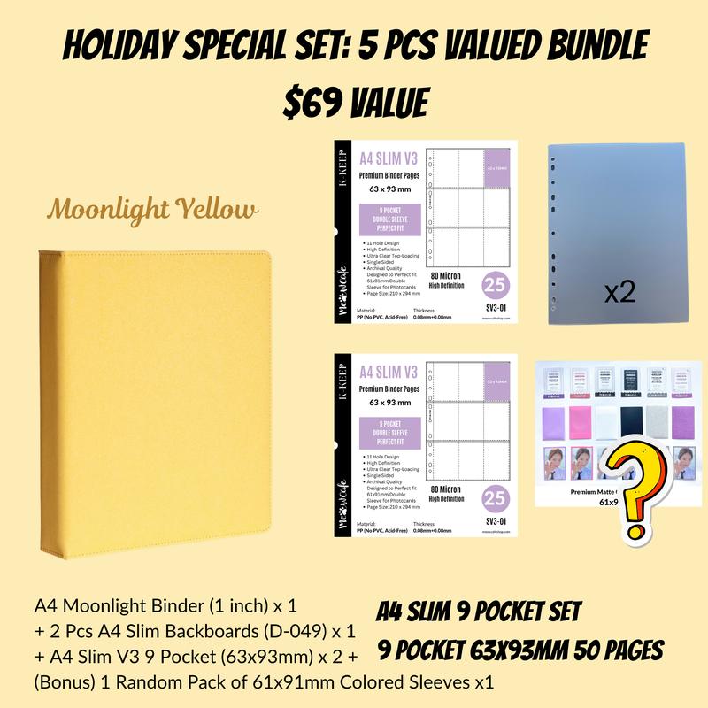 [Holiday Special Set] K-KEEP [A4 Standard] Binder - [Moonlight Series] - Elegant PU Leather Kpop Photocard Binder - [Improved 1 Inch D-Ring]