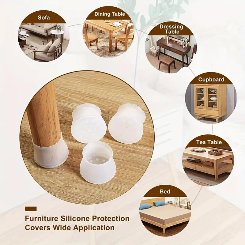 Silicone Chair Leg Cover (20pcs), Non-slip Furniture Leg Protector, Round Table Leg Protective Pad, Household Floor Safety Pad