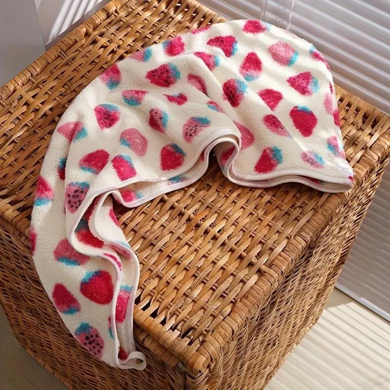 Hair Towel Wrap, Cute Strawberry Pattern Hair Drying Towel, Summer Water Absorbent Hair Towel for Women & Girls, Bathroom Gadgets 2024