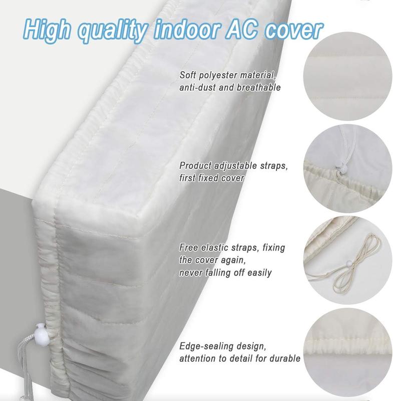 Indoor Air Conditioner Cover, White Window Unit Cover Anti-Rust Adjustable Cover for Indoor Window AC with Free Elastic Straps (White, 24.5x17x2.5)