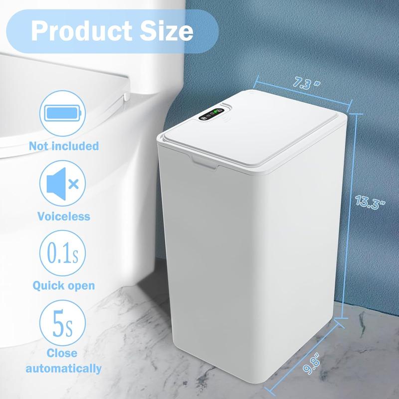 2Pack Bathroom Small Trash Can with Lid, 4 Gallon Touchless Automatic Garbage Can Slim  Motion Sensor  Trash Bin for Bedroom, Office, Living Room