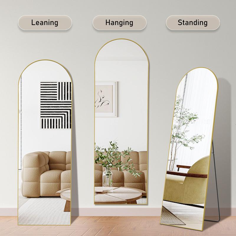 Full Length Mirror Body Mirror Floor Standing Mirror Hanging or Leaning Against Wall, Aluminum Alloy Thin Frame for Living Room Bedroom Cloakroom