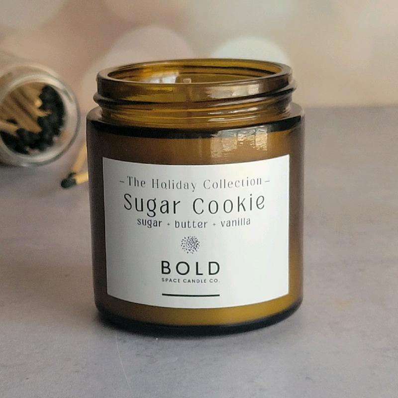 Sugar Cookie - 3 oz. Amber Soy Candle - Sugar + Vanilla Decor Fragrance Scented