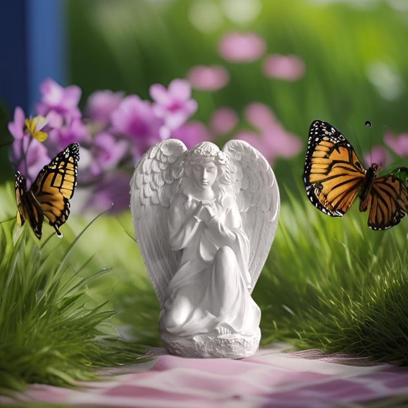 Guardian Angel Statue Outdoor Garden Statue Shelf Living Room Bedroom Decor Figurines Religious Gifts for Women (White )