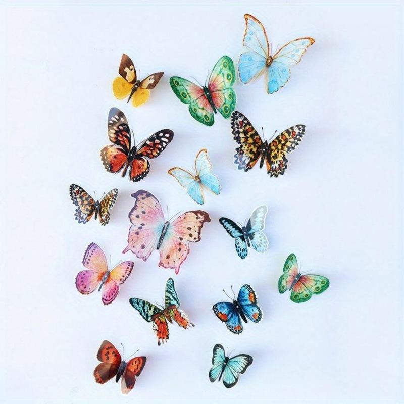 Plastic Butterfly Decorations, 36pcs set 3D Watercolor Butterfly Decoration, Party Decoration Supplies for Wedding, Birthday, Festival