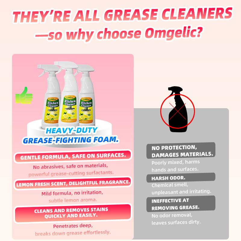 OMGelic Kitchen Heavy Oil Cleaning Agent Antibacterial All Purpose Cleaning Spray for Kitchens, Countertops, Ovens, and AppliancesHousehold Range hood cleaner to remove heavy grease net kitchen cleaner powerful chemical degreaser descaling