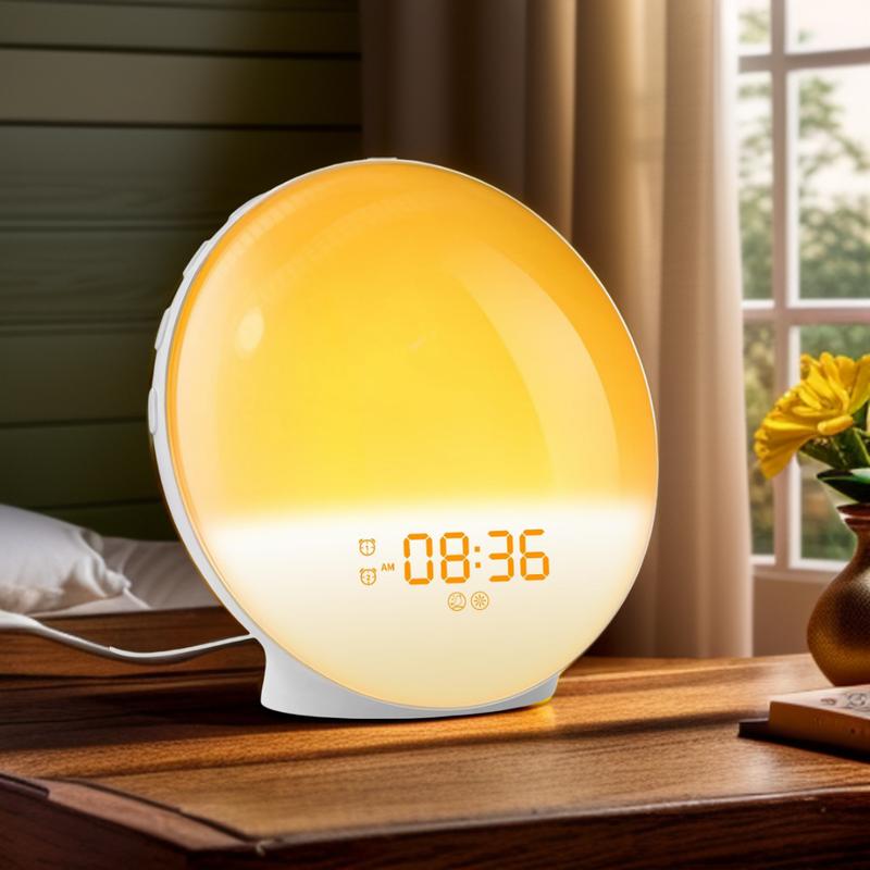 Alarm Clock - Adjustable and Smart Wake Up Light with Sunrise ,7Color Nightlight,7 Alarm Soundsfor Heavy Sleepers, Birthday Gift, Holiday Gift,Christmas Gift