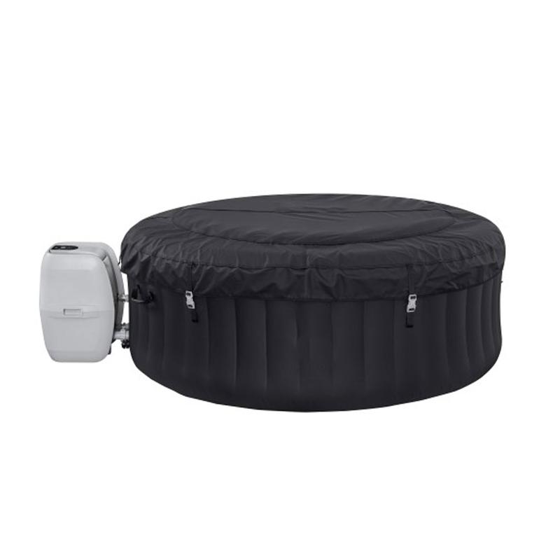 2 to 4 Person Round Inflatable Hot Tub Portable Outdoor Spa with 60 Soothing AirJets and Insulated Cover, Black