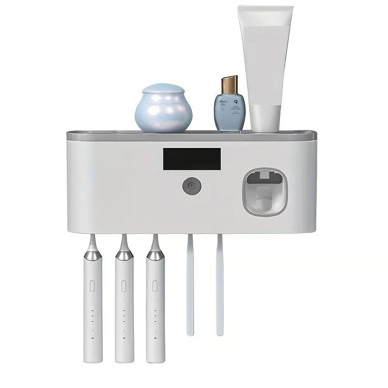 UV Light Sterilizer Toothbrush Holder Cleaner and Automatic Toothpaste Dispenser