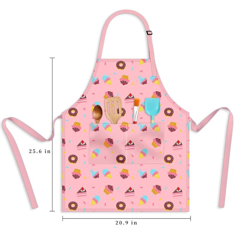 Kids Aprons for Girls Toddler Aprons with Pockets for Kids Cooking Baking Painting Crafting Art Gardening Adjustable