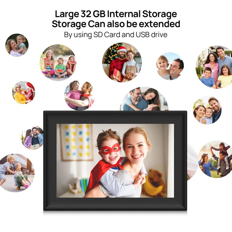 Christmas FRAMEO Digital Photo Frame Decor, 10.1-Inch WiFi Digital Picture Frame with Touch Screen, 32GB Storage, USB SD Card Wall Mountable Auto-Rotate Easy, for 3D Baby Photo, Summer Gift, Boyfriend Gifts