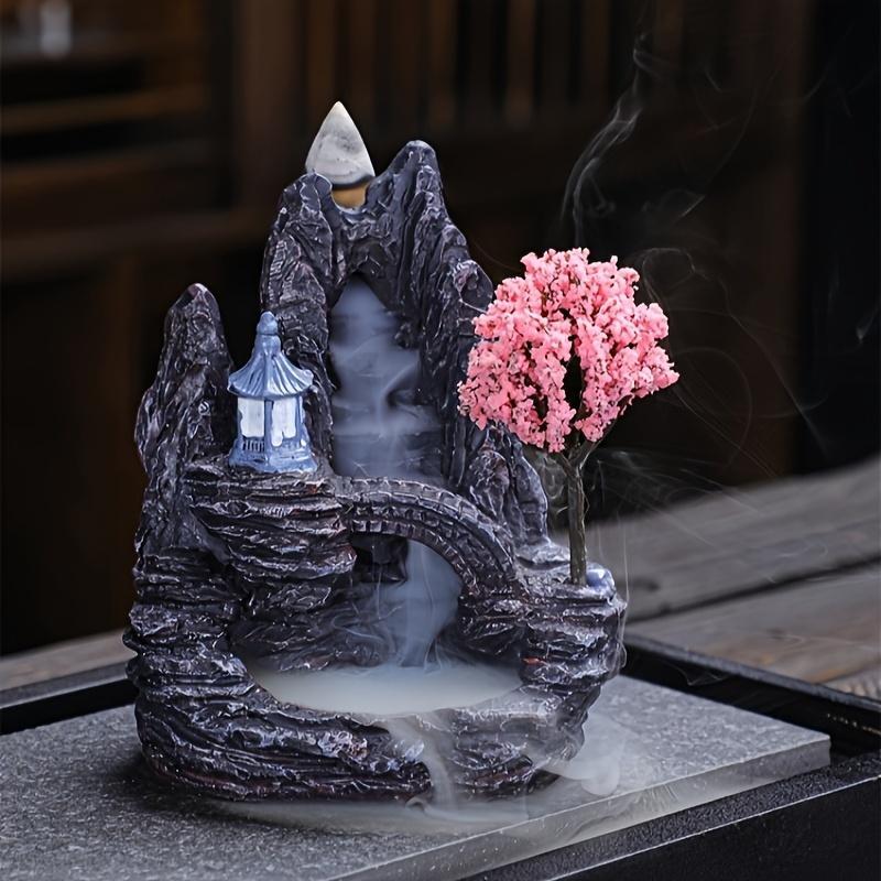 Creative Mountain and Flowing Water Design Incense Burner, 1 Count Waterfall Design Backflow Incense Holder Without Incense, Decorative Incense Burner