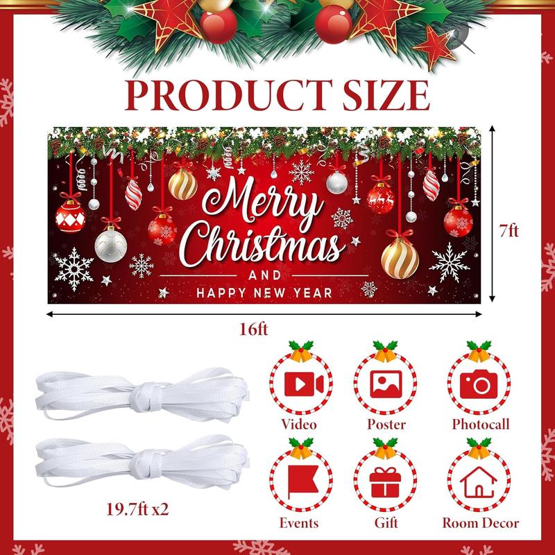 7 x 16 Ft Christmas Garage Door Cover Decorations, Merry Christmas Banner for Double Garage Door Christmas Decorations, Christmas Garage Door Banner for Indoor Outdoor Home Wall Party Photo Background