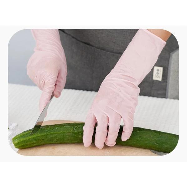 Intco Household rubber durable housekeeping food grade nitrile disposable long sleeve gloves kitchen dishwashing