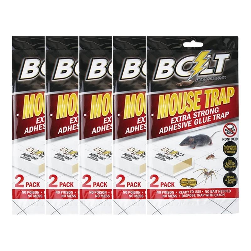 10-Pack Bolt Mouse Trap with Extra Strong Adhesive Glue - Non-Toxic & Eco-Friendly Pest Control