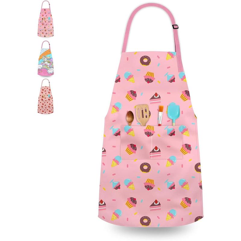 Kids Aprons for Girls Toddler Aprons with Pockets for Kids Cooking Baking Painting Crafting Art Gardening Adjustable