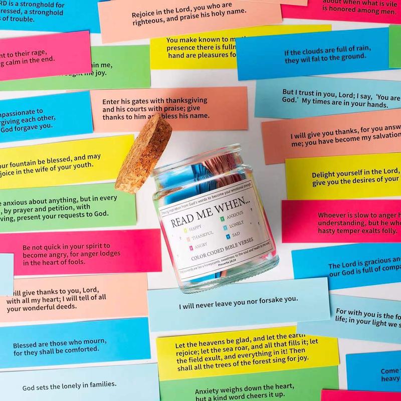 Bible Verse Jar – Scripture Prayer Cards for Emotions & Feelings, Inspirational Home Decor & Christian Gifts for All