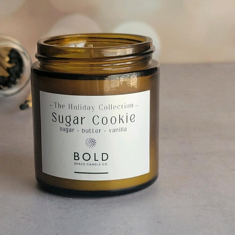 Sugar Cookie - 3 oz. Amber Soy Candle - Sugar + Vanilla Decor Fragrance Scented