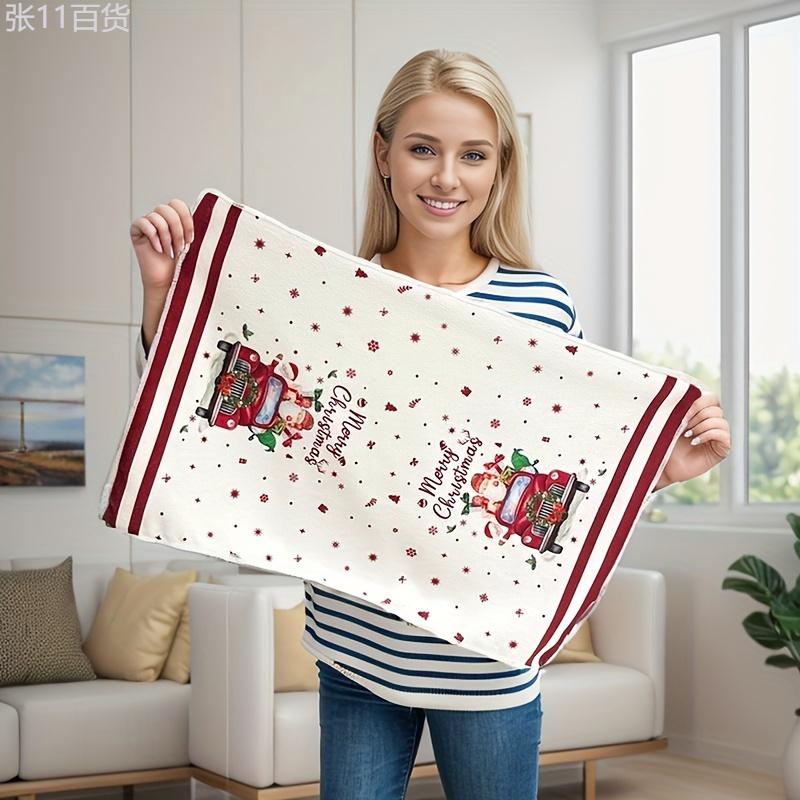 5pcs Soft & Absorbent Christmas Towels - Festive Cartoon Designs with Snowflakes, Trees & More - Perfect for Holiday Decor & Bathroom Essentials, Christmas Decor, Christmas Decorations