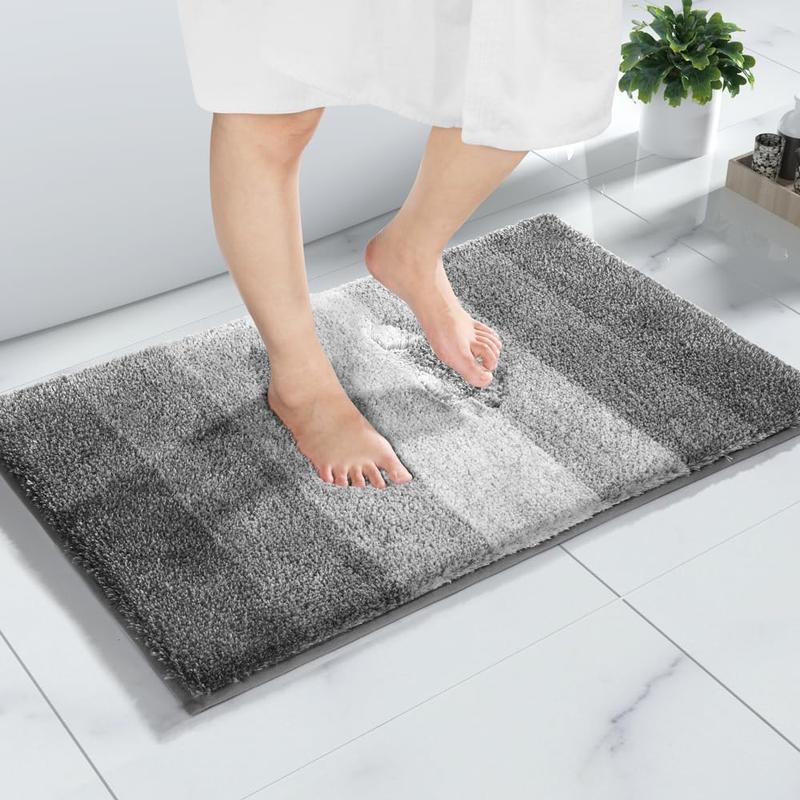 Bathroom Rugs Mat, Luxury Soft Comfortable Plush Absorbent Microfiber Bath Rugs, Extra Thick Non Slip Shaggy Shower Rug, Machine Wash, Bath Carpet for Bathroom Floor, Tub, 24