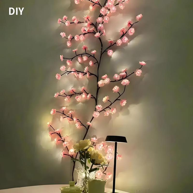 Christmas Season Cherry Blossom Tree Design LED String Light, 1 Count DIY 144 LED 200cm Cherry Blossom Tree Light, The Pink Flower Lamp, USB Powered Decorative Light for Party Wedding, OG LED Lights, Home Decor, Fall Decor